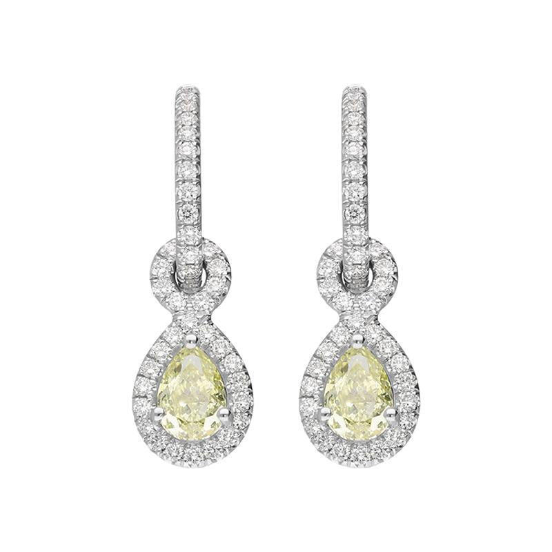 18ct White Gold 0.66ct Yellow Diamond Pear Drop Earrings
