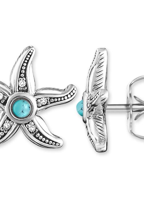 Ladies Thomas Sabo Sterling Silver Glam & Soul Diamond Starfish Stud Earrings H0005-357-17