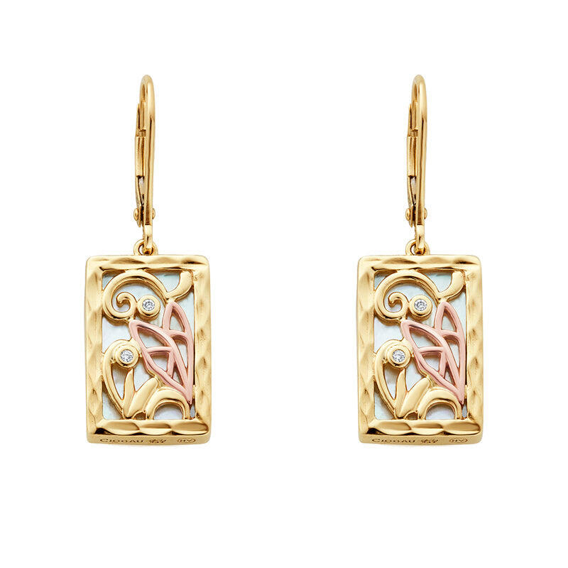 Clogau Tylwyth Teg 9ct Gold White Mother of Pearl Drop Earrings