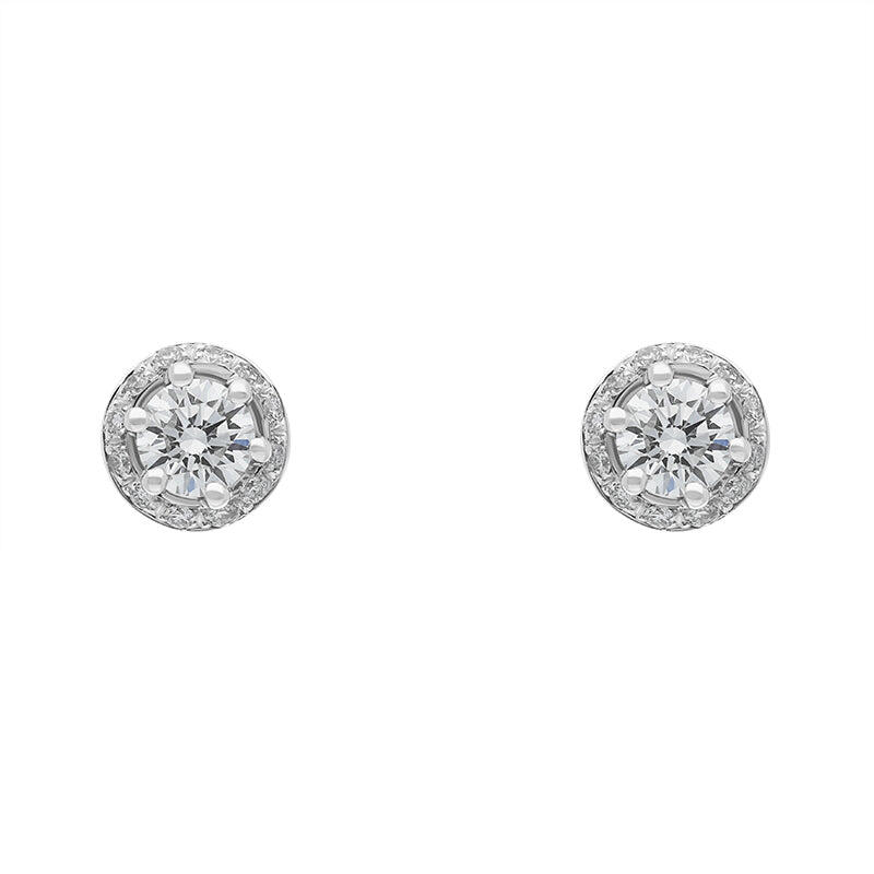 Damiani Minou 18ct White Gold 0.50ct Diamond Round Cut Pave Stud Earrings