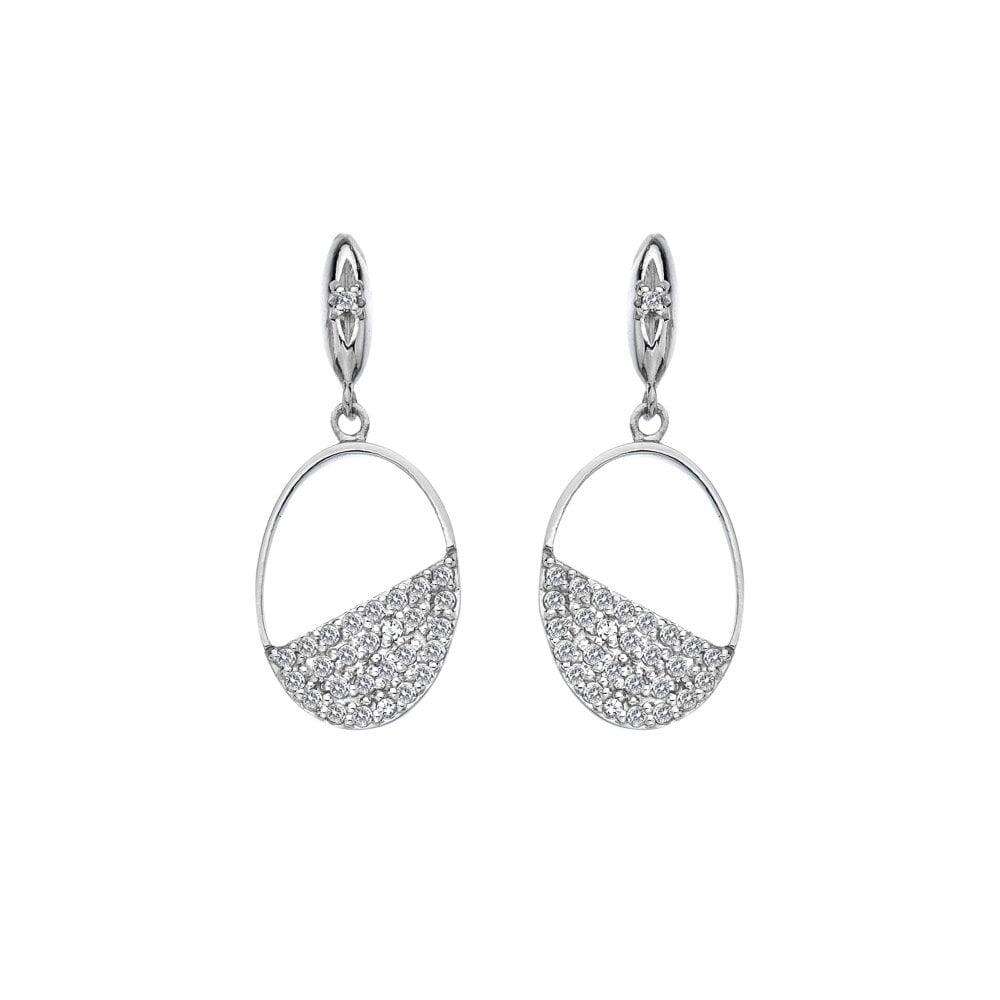 Hot Diamonds Horizon Sterling Silver White Topaz Oval Drop Earrings D