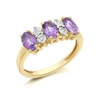 9ct Gold Amethyst And Diamond Ring - D8421-N