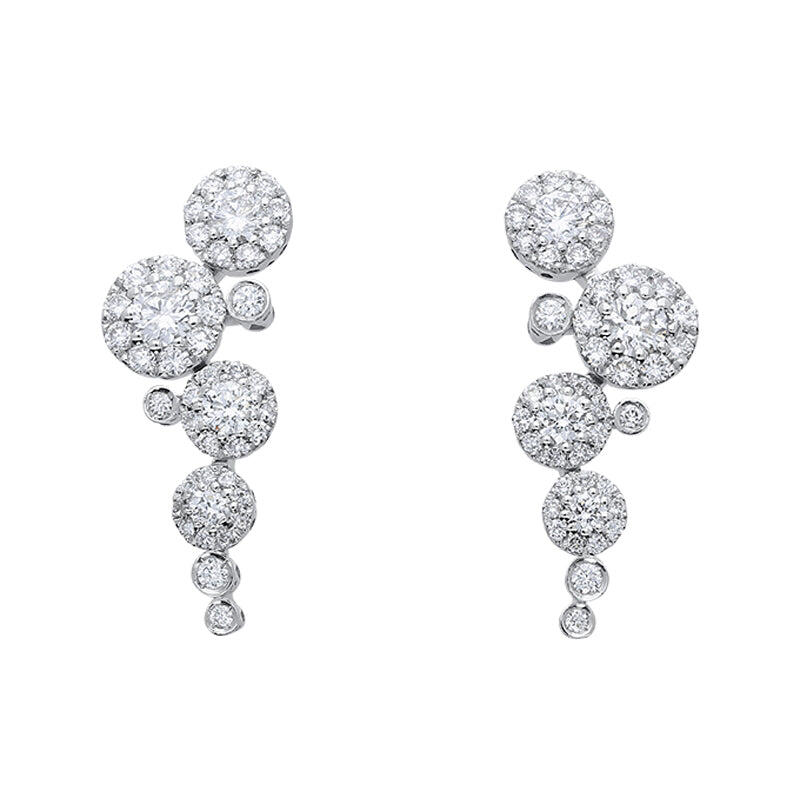 Ponte Vecchio 18ct White Gold 1.37ct Diamond Drop Earrings D