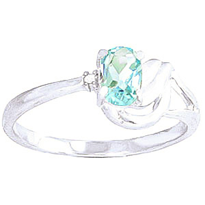 Aquamarine & Diamond Angel Ring in Sterling Silver