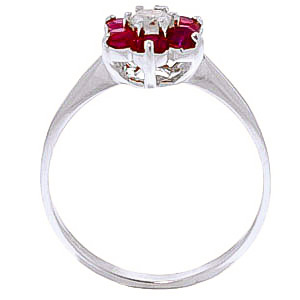 Diamond & Ruby Wildflower Cluster Ring in Sterling Silver