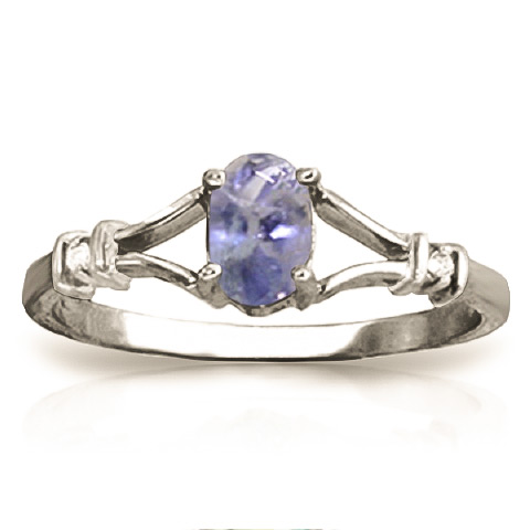 Oval Cut Tanzanite Ring 0.41 ctw in 18ct White Gold
