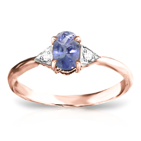 Oval Cut Tanzanite Ring 0.41 ctw in 18ct Rose Gold
