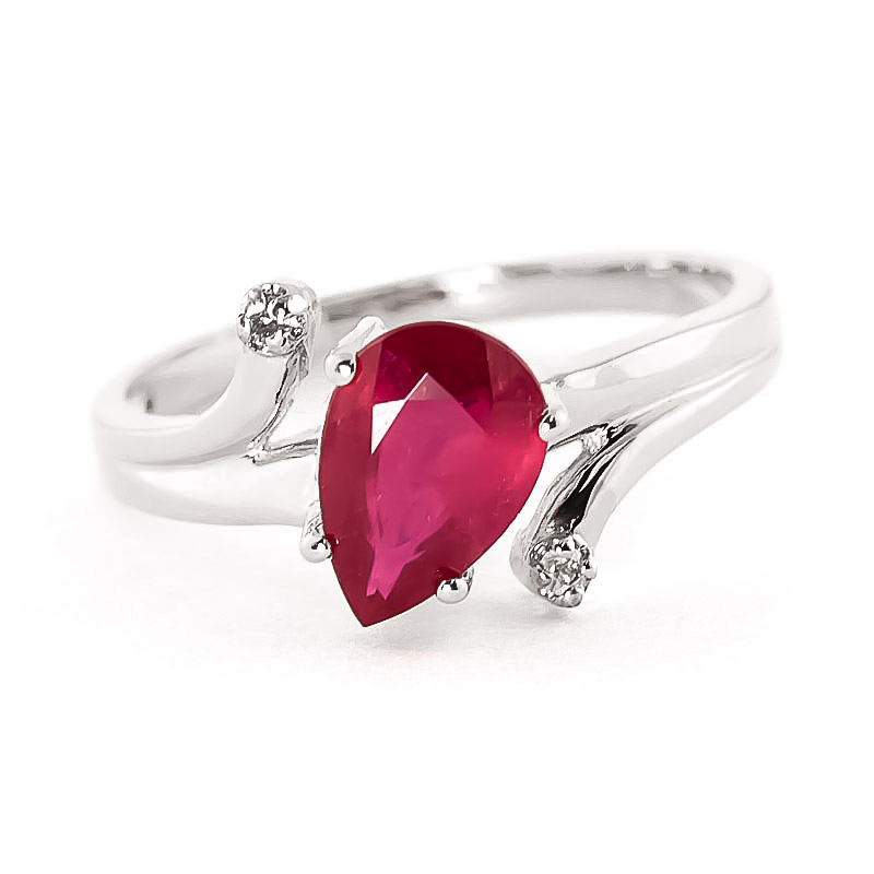 Ruby & Diamond Flank Ring in 18ct White Gold