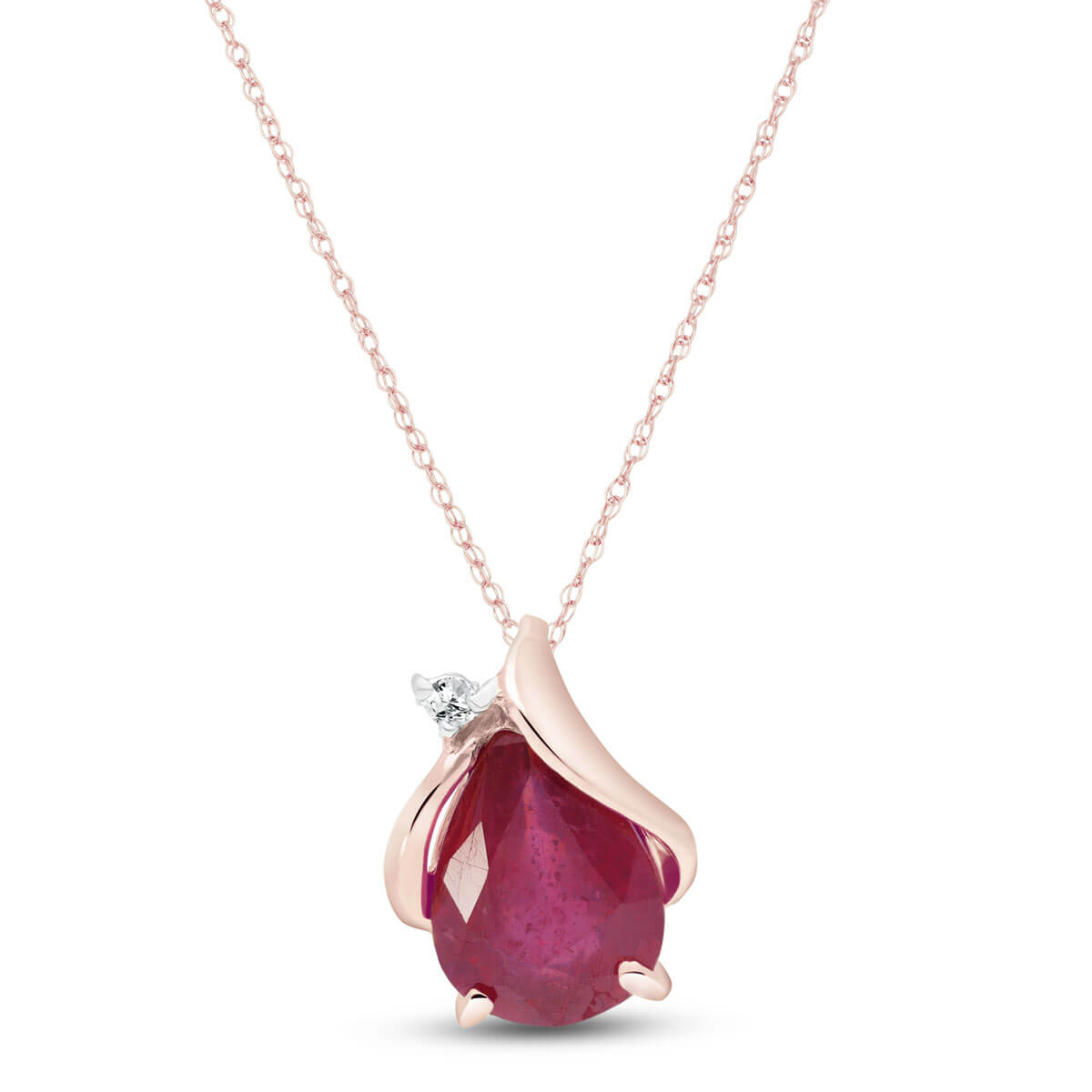Ruby & Diamond Pendant Necklace in 9ct Rose Gold