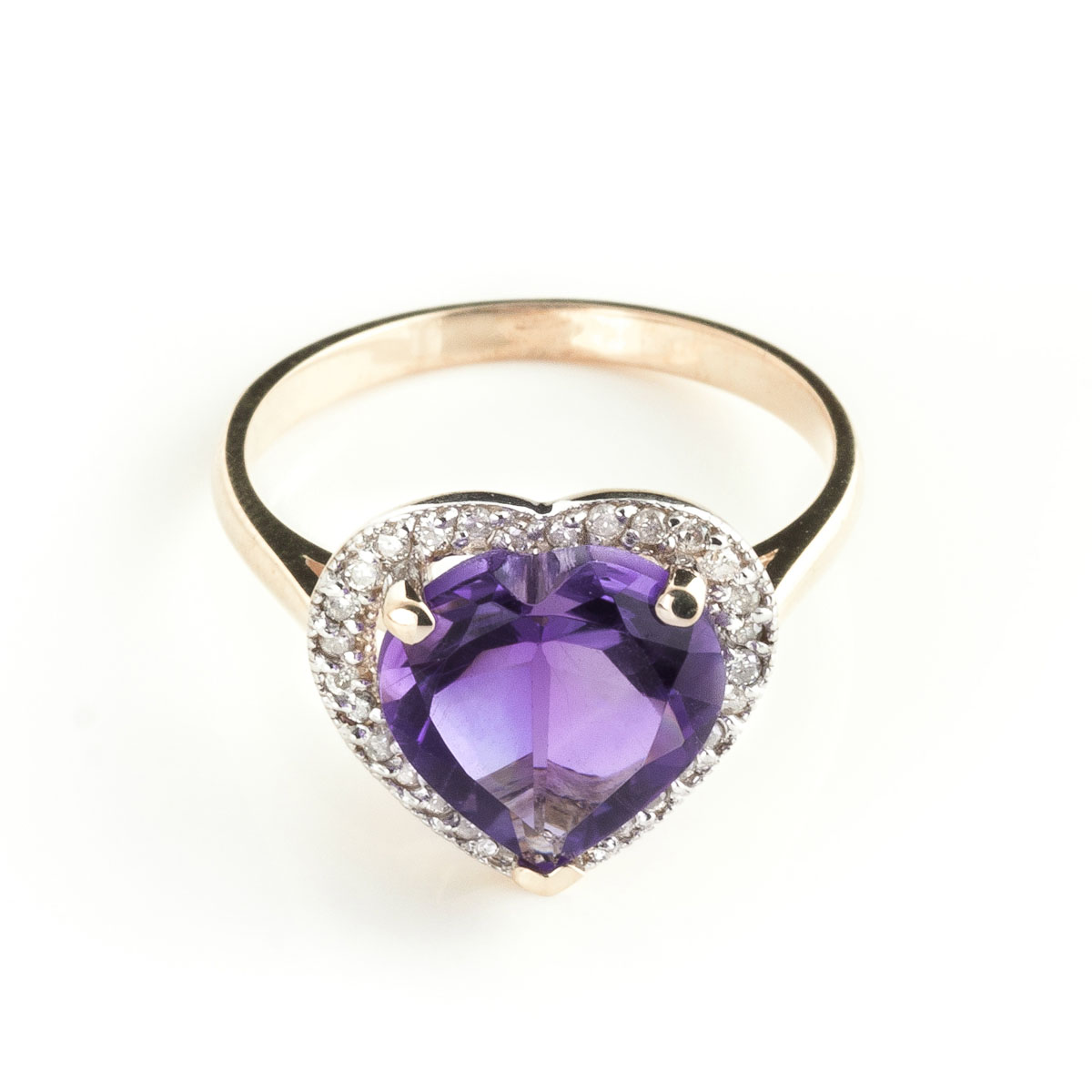 Amethyst Halo Ring 3.24 ctw in 18ct Rose Gold