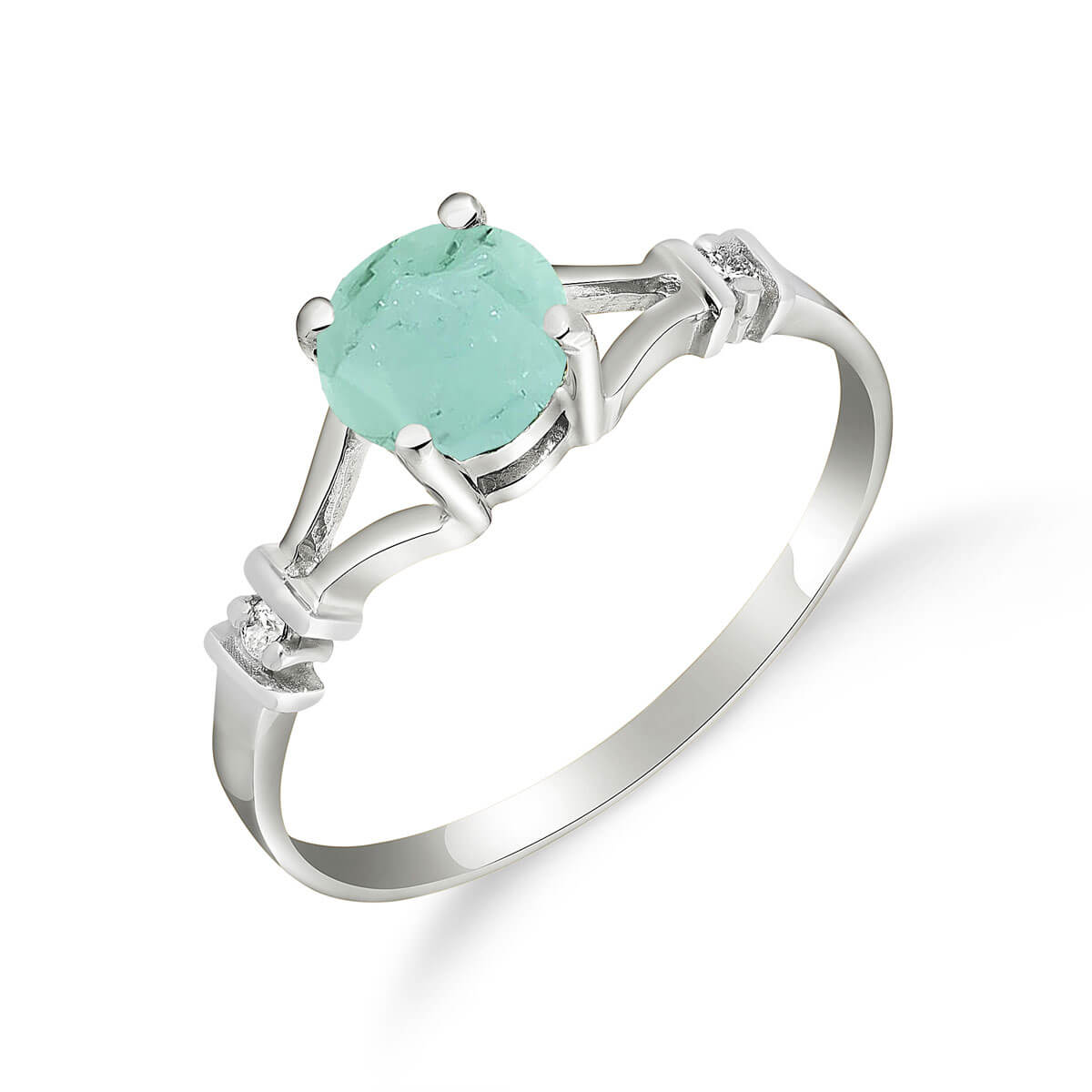 Emerald & Diamond Aspire Ring in Sterling Silver