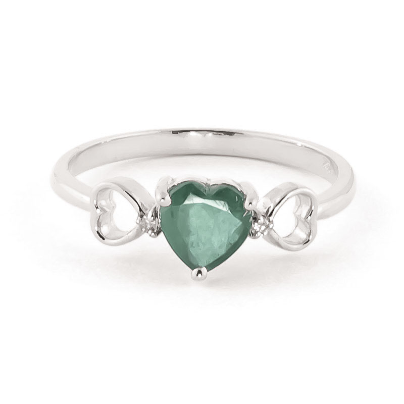Emerald & Diamond Trinity Ring in 18ct White Gold