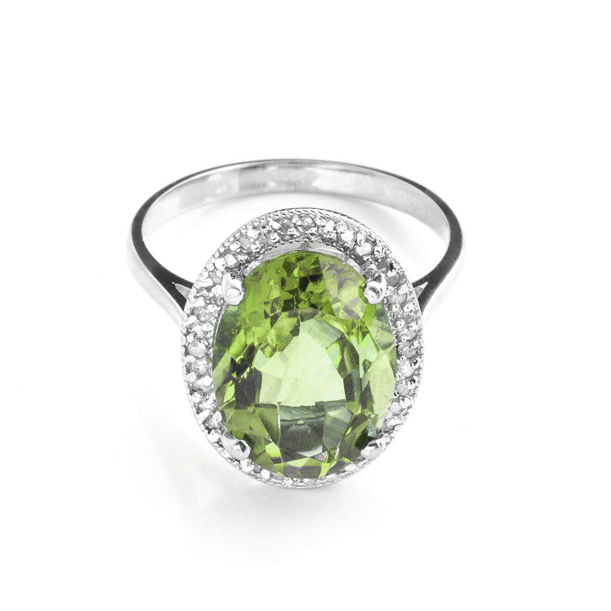 Green Amethyst Halo Ring 5.28 ctw in Sterling Silver