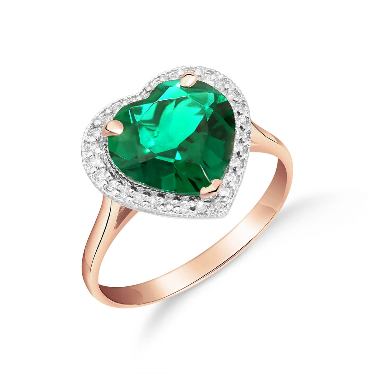 Lab Grown Emerald & Diamond Halo Ring 2.89 ctw in 18ct Rose Gold