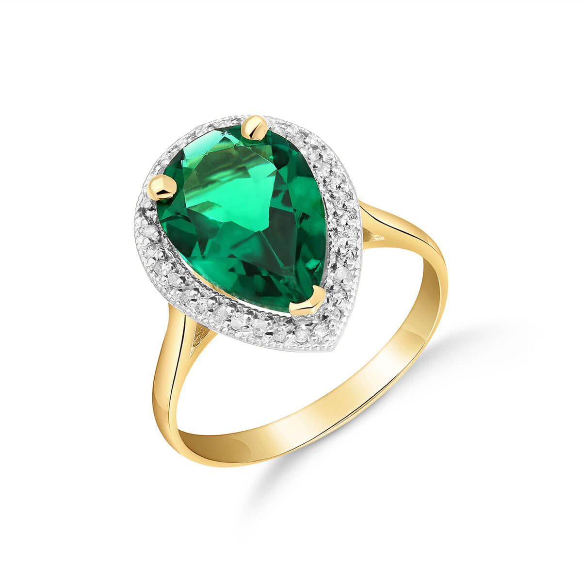 Lab Grown Emerald & Diamond Halo Ring 3.16 ctw in 9ct Gold