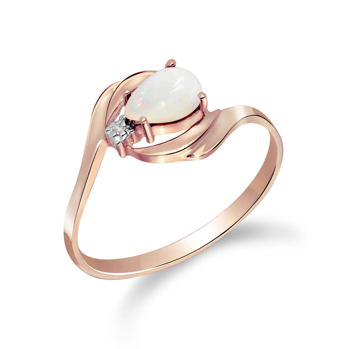 Opal & Diamond Flare Ring in 18ct Rose Gold