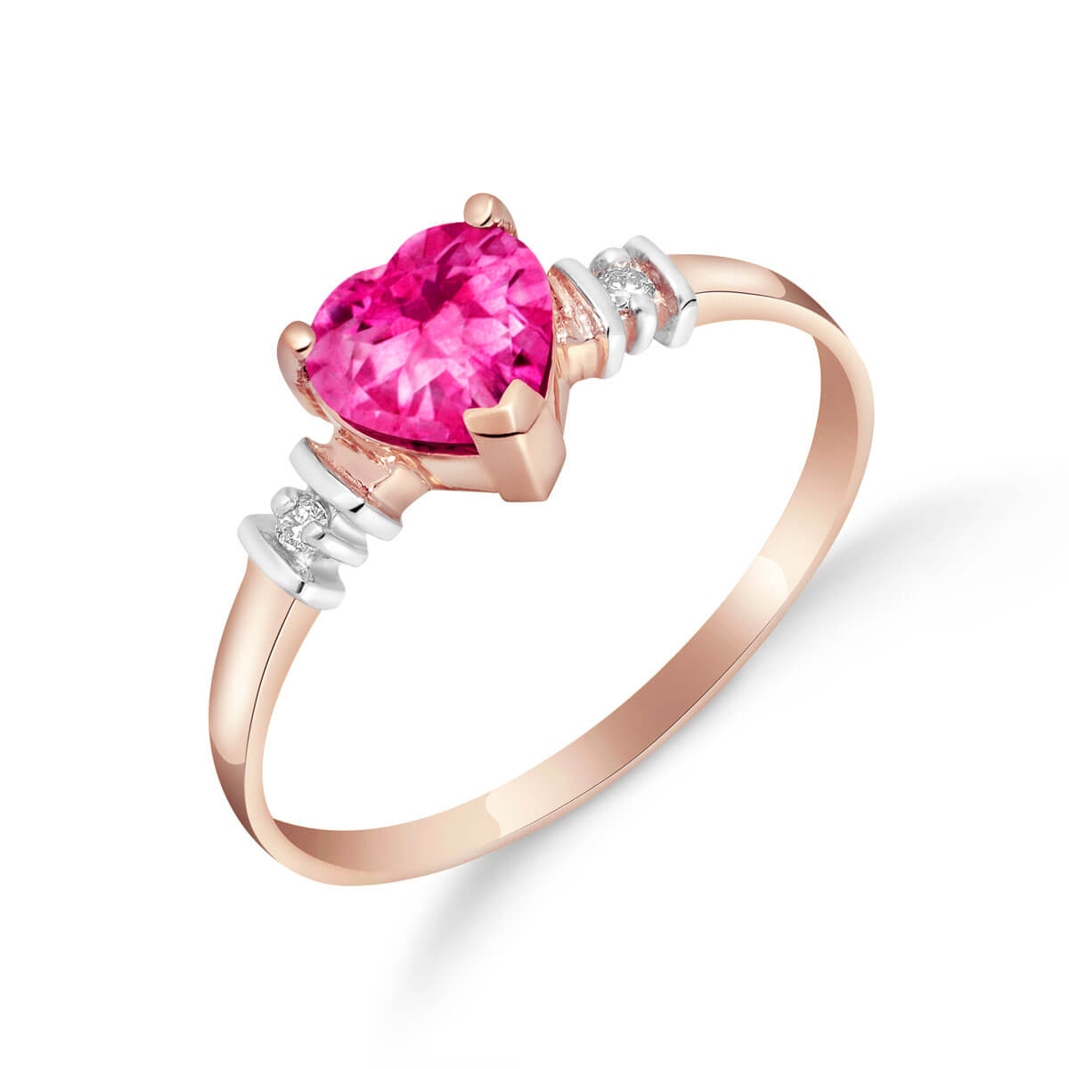 Pink Topaz & Diamond Heart Ring in 18ct Rose Gold