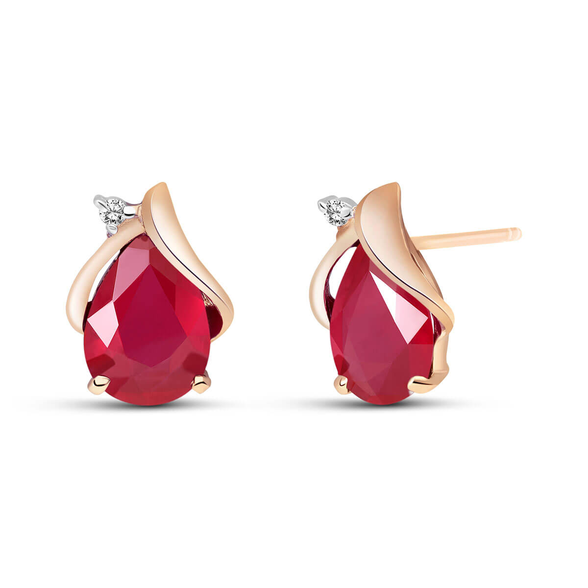 Ruby & Diamond Stud Earrings in 9ct Rose Gold