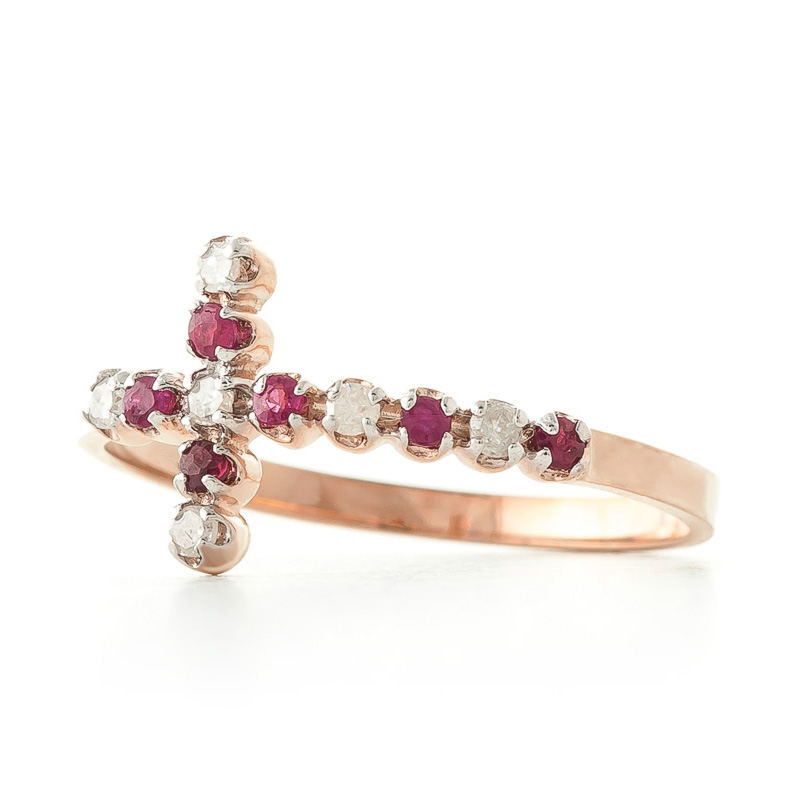Ruby Cross Ring 0.24 ctw in 18ct Rose Gold