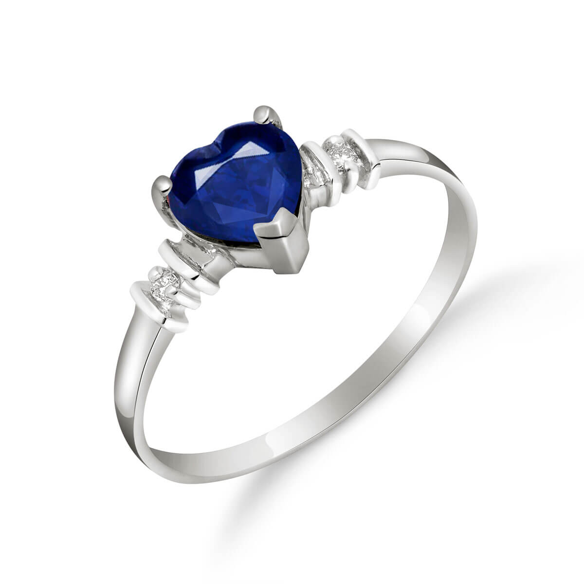 Sapphire & Diamond Heart Ring in 18ct White Gold