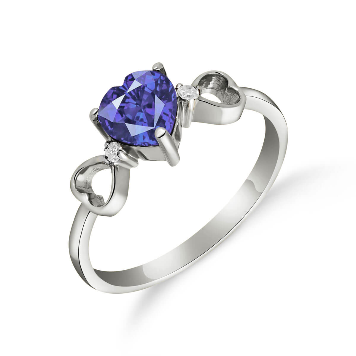 Sapphire & Diamond Trinity Ring in 18ct White Gold
