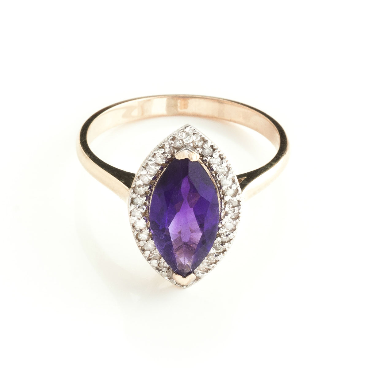 Amethyst Halo Ring 1.8 ctw in 18ct Rose Gold