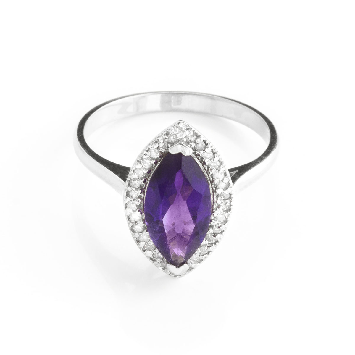 Amethyst Halo Ring 1.8 ctw in 18ct White Gold