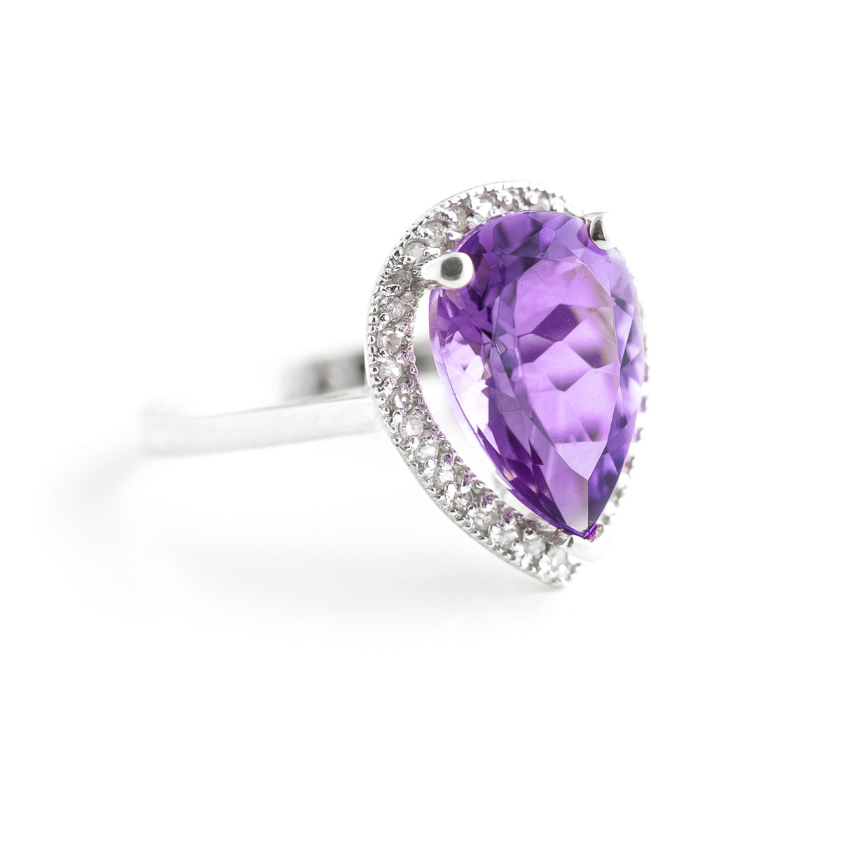 Amethyst Halo Ring 3.41 ctw in Sterling Silver