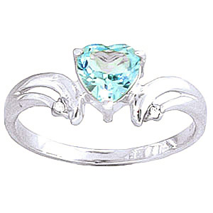 Blue Topaz & Diamond Affection Heart Ring in 18ct White Gold
