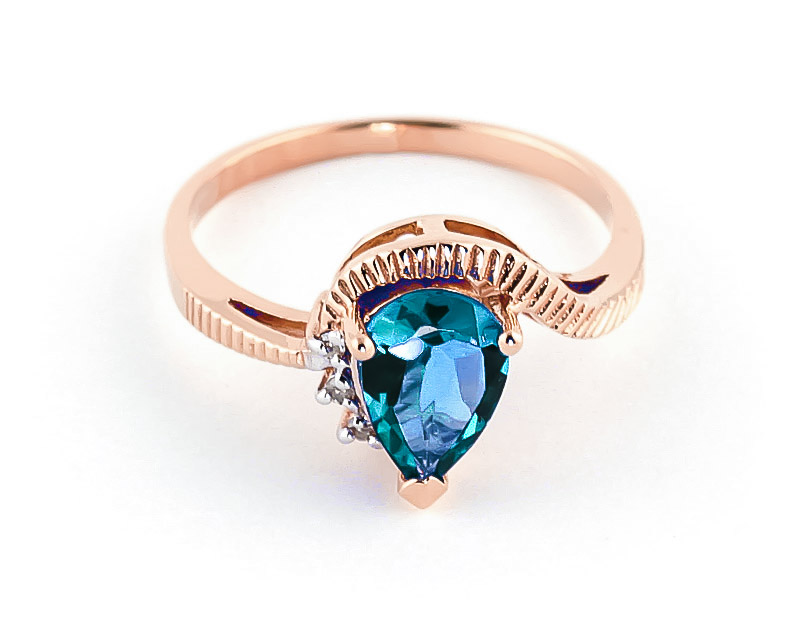 Blue Topaz & Diamond Belle Ring in 18ct Rose Gold