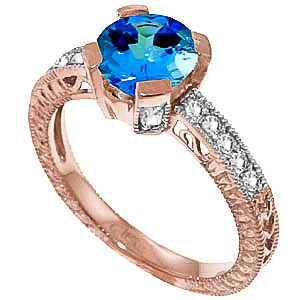 Blue Topaz & Diamond Renaissance Ring in 18ct Rose Gold