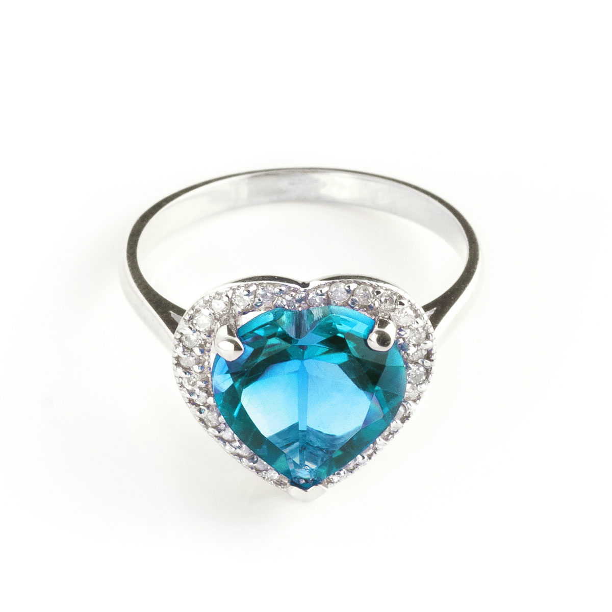 Blue Topaz Halo Ring 6.44 ctw in Sterling Silver
