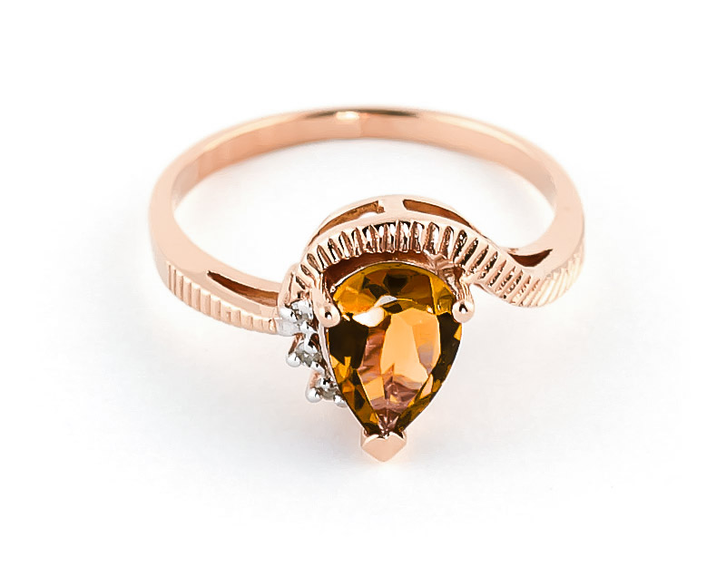 Citrine & Diamond Belle Ring in 9ct Rose Gold