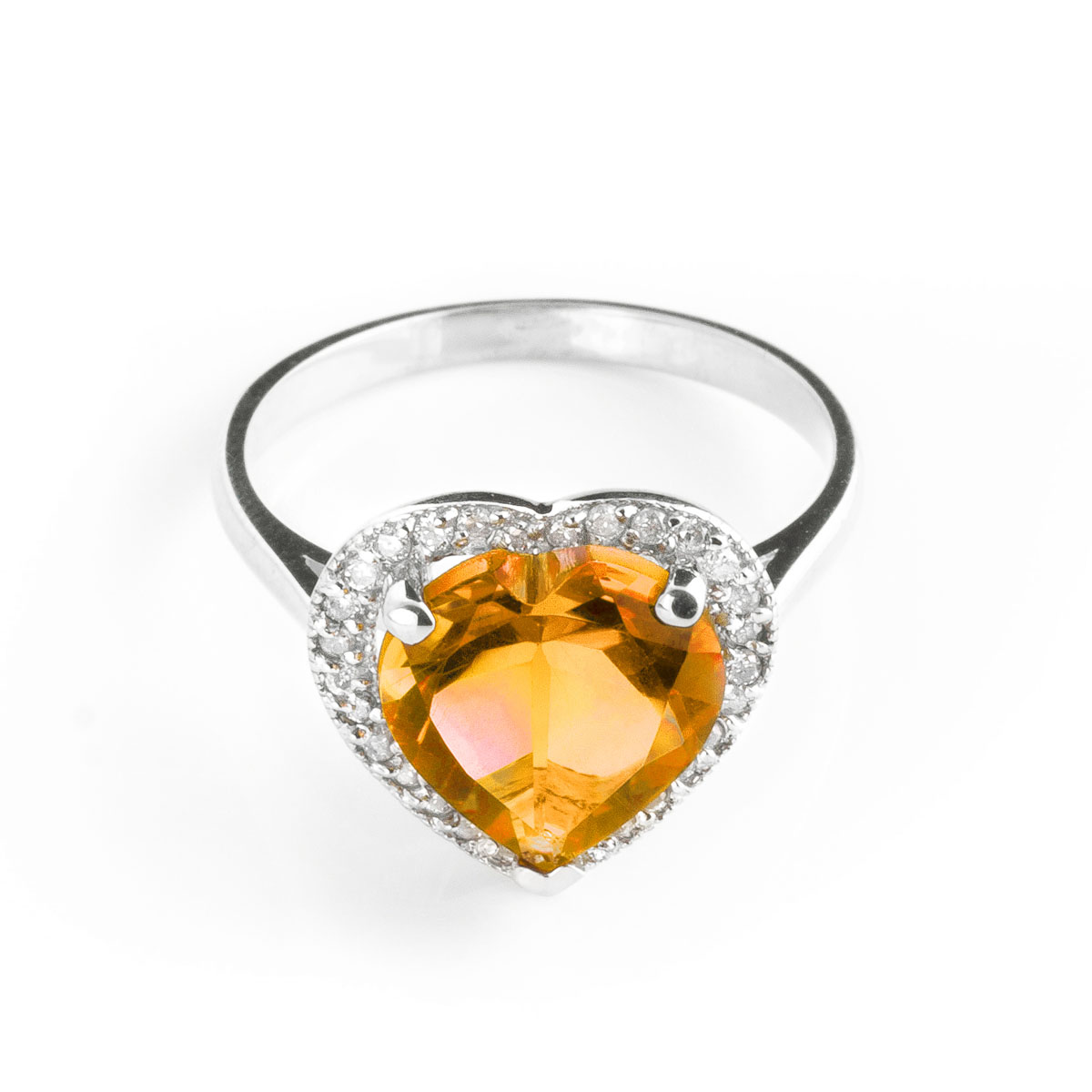 Citrine Halo Ring 3.24 ctw in 18ct White Gold