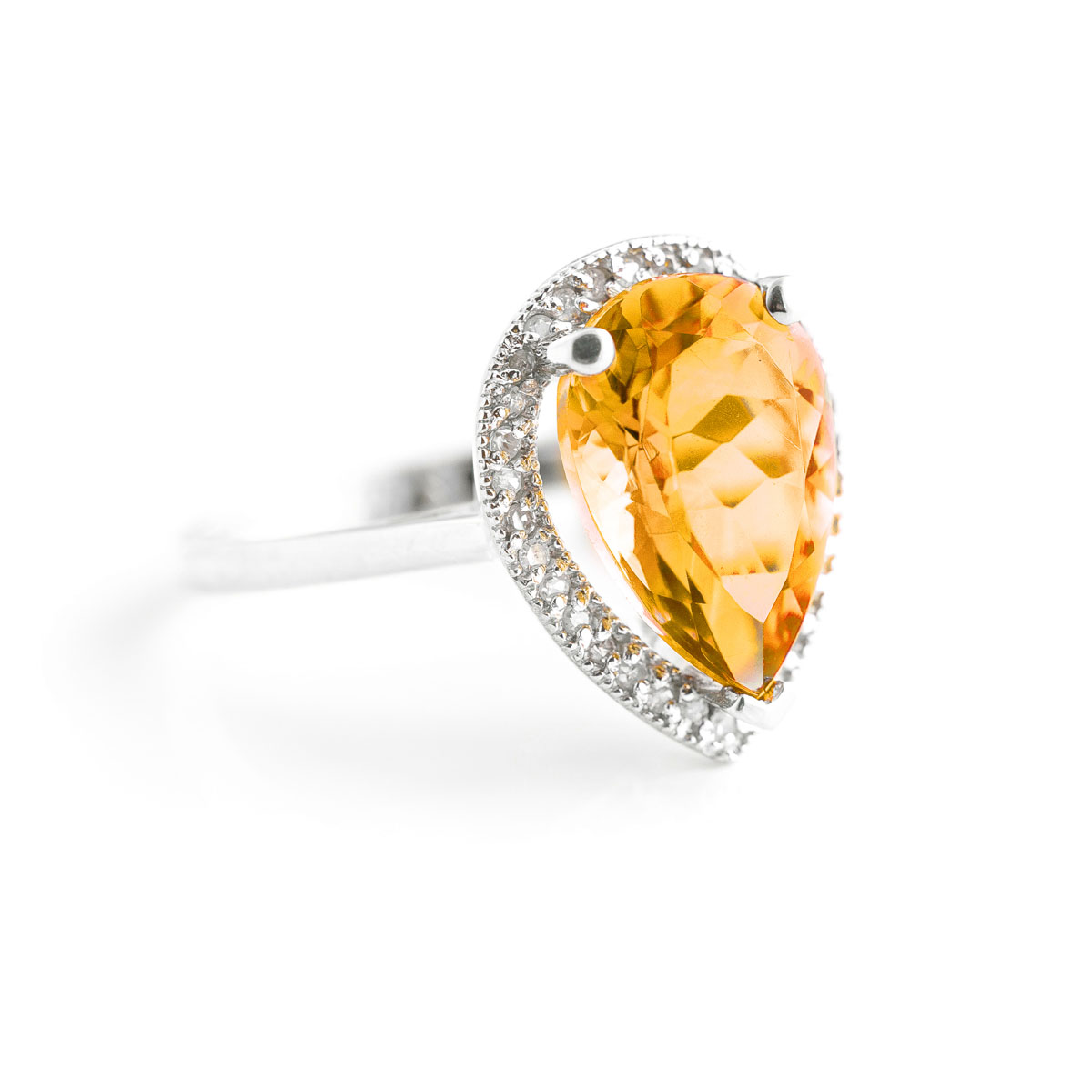 Citrine Halo Ring 3.41 ctw in 18ct White Gold