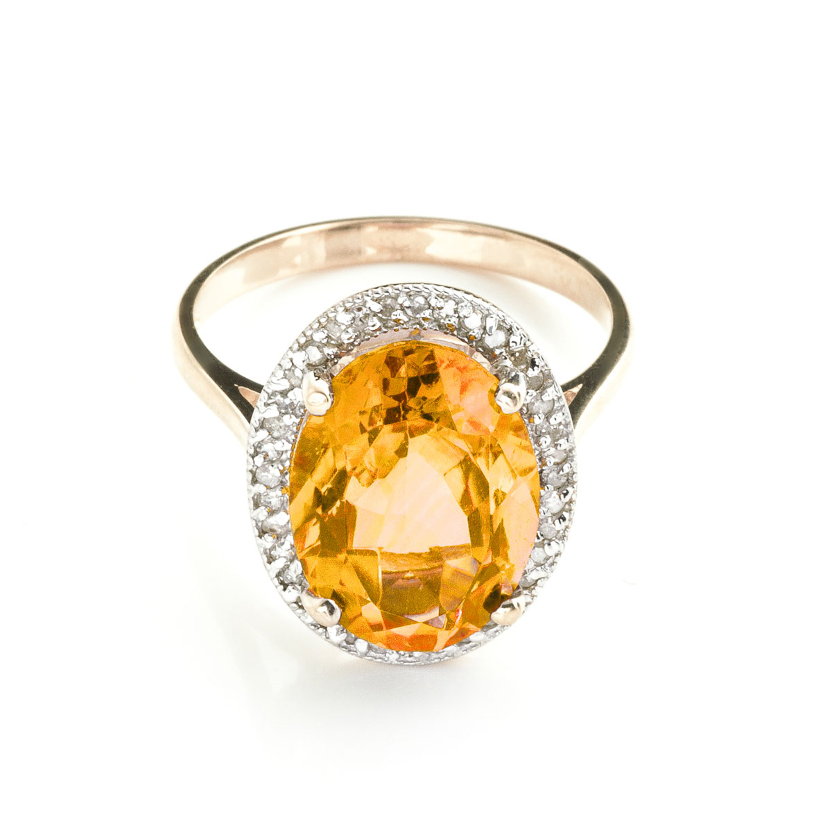 Citrine Halo Ring 5.28 ctw in 18ct Rose Gold