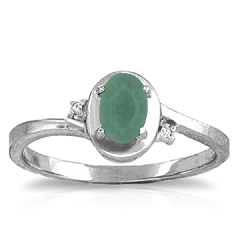 Emerald & Diamond Ring in Sterling Silver