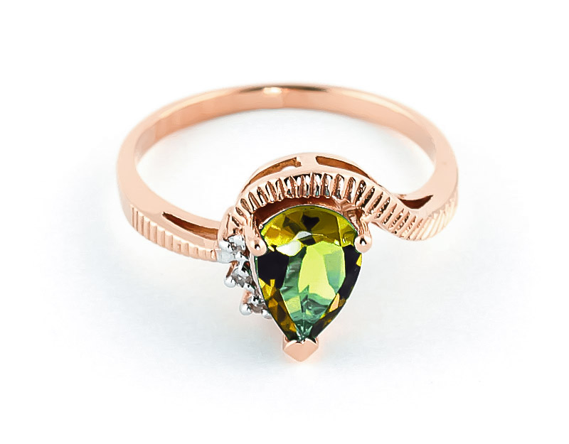 Peridot & Diamond Belle Ring in 18ct Rose Gold