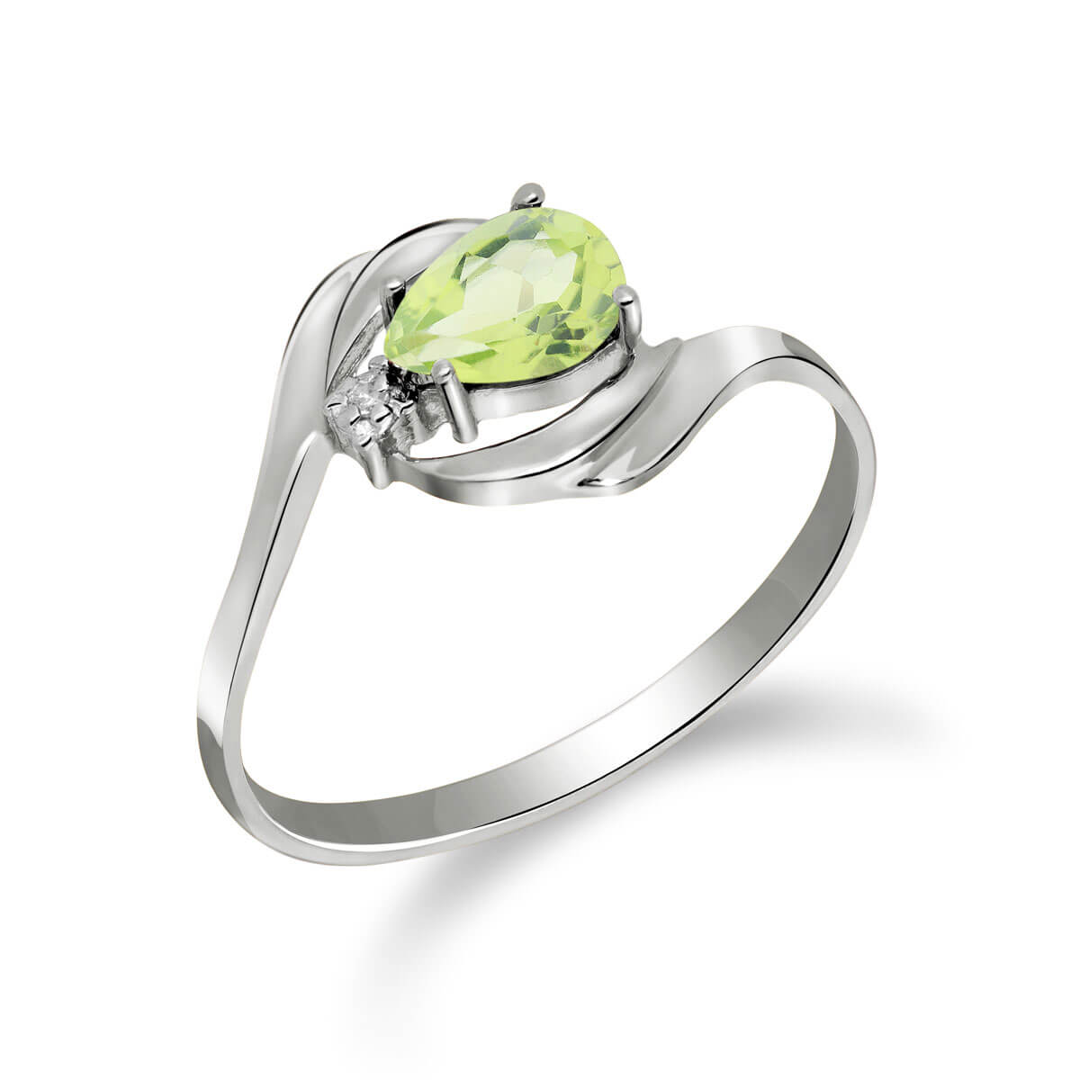 Peridot & Diamond Flare Ring in Sterling Silver