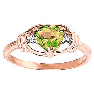 Peridot & Diamond Halo Heart Ring in 18ct Rose Gold