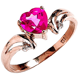 Pink Topaz & Diamond Affection Heart Ring in 18ct Rose Gold