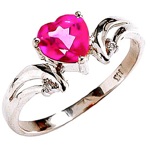 Pink Topaz & Diamond Affection Heart Ring in 18ct White Gold