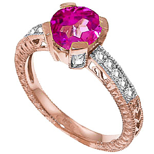 Pink Topaz & Diamond Renaissance Ring in 18ct Rose Gold
