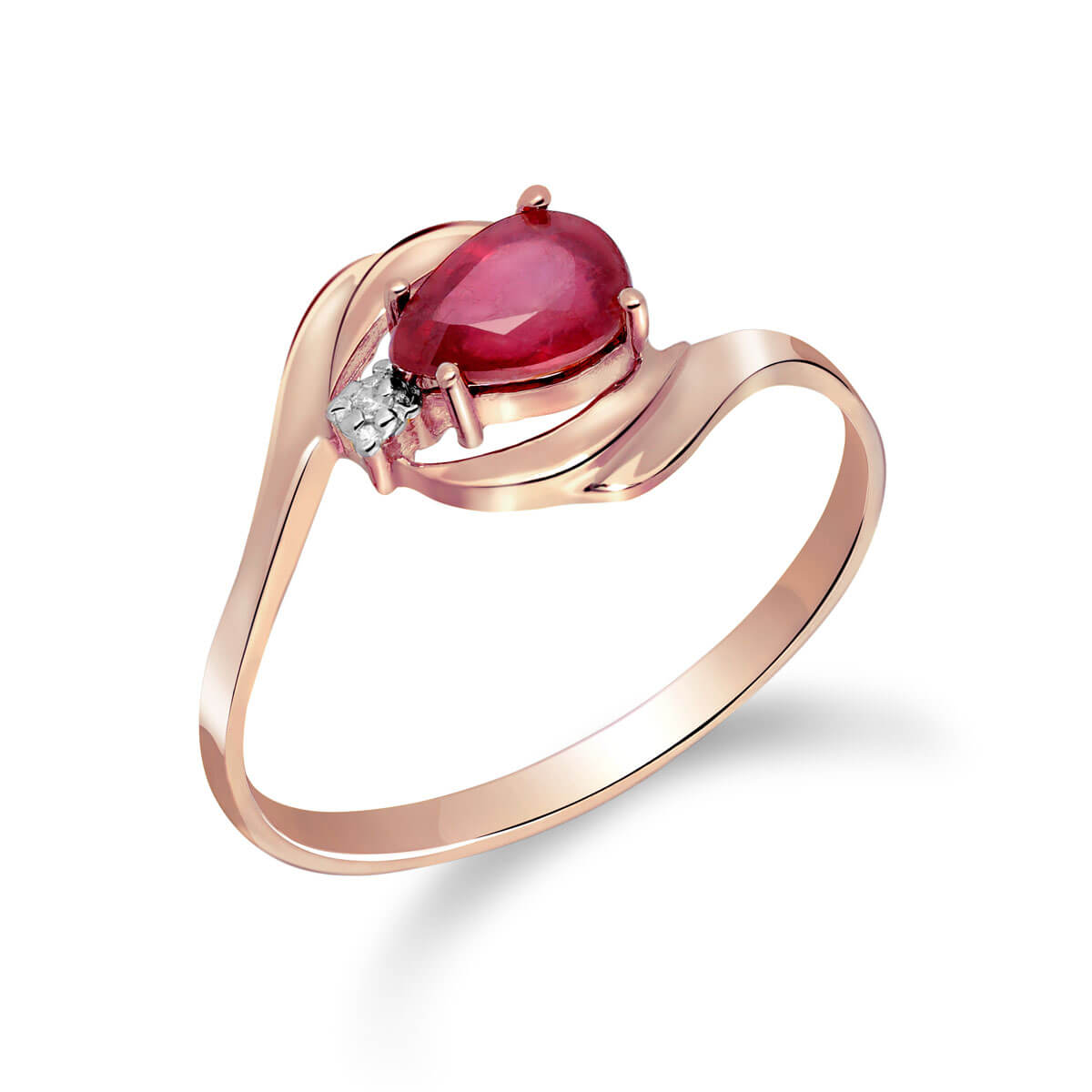 Ruby & Diamond Flare Ring in 9ct Rose Gold