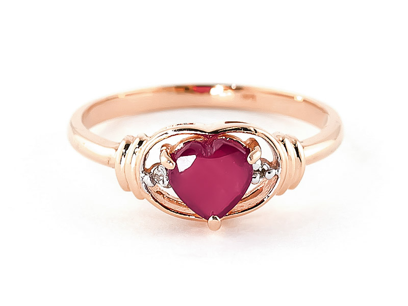 Ruby & Diamond Halo Heart Ring in 18ct Rose Gold