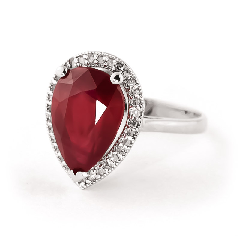 Ruby Halo Ring 5.51 ctw in 18ct White Gold