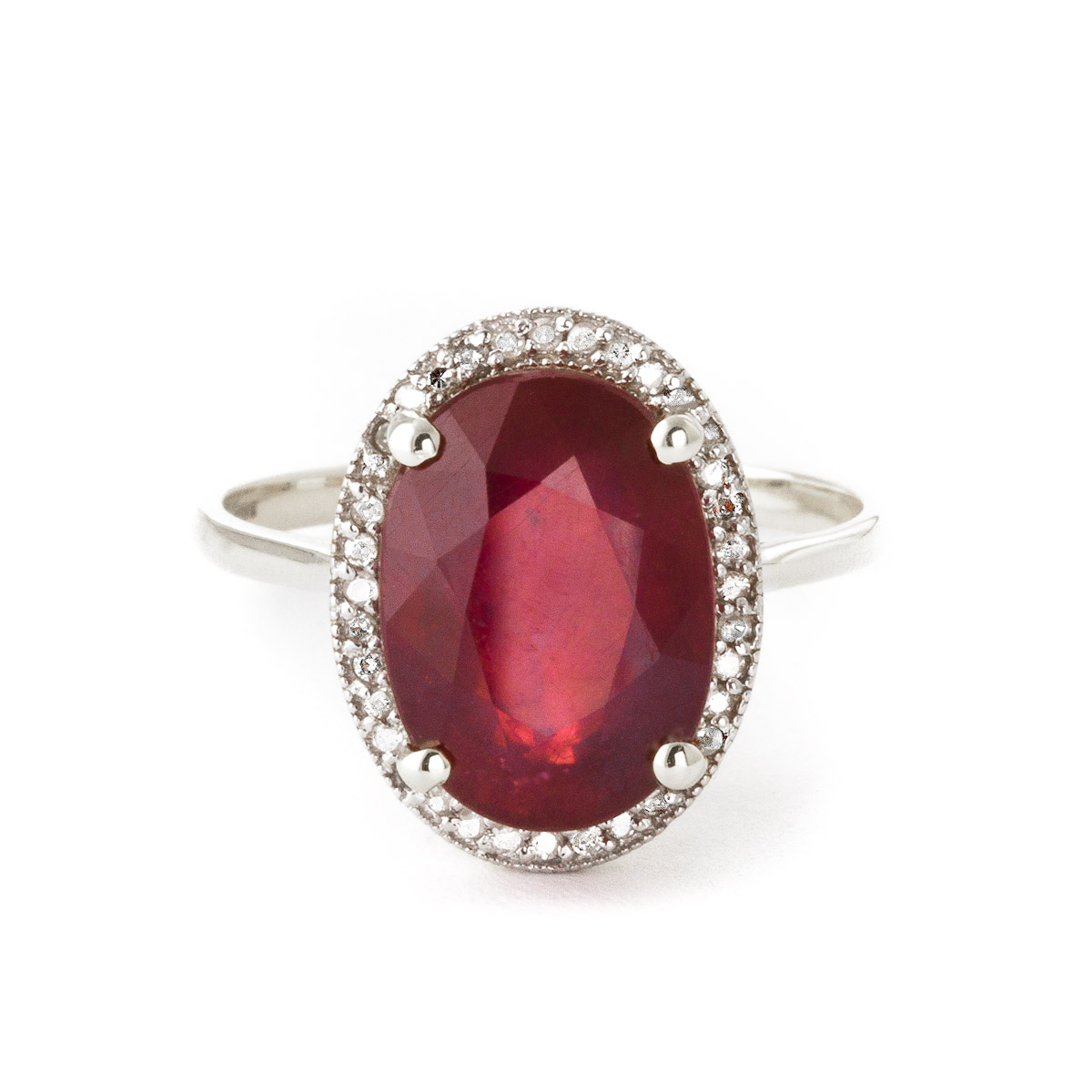 Ruby Halo Ring 7.93 ctw in Sterling Silver