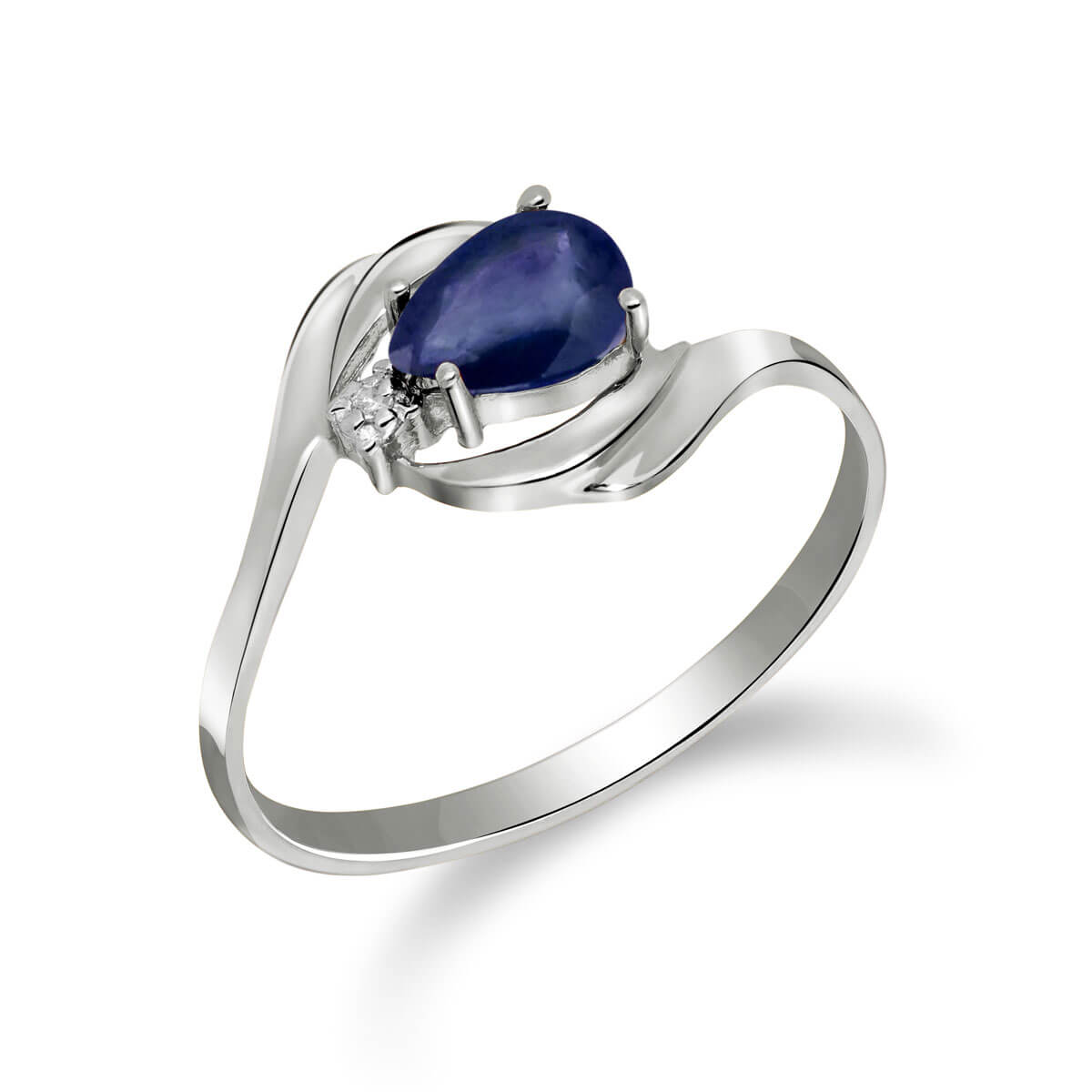 Sapphire & Diamond Flare Ring in 18ct White Gold