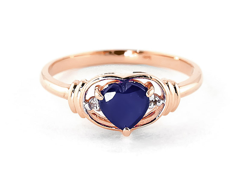 Sapphire & Diamond Halo Heart Ring in 18ct Rose Gold