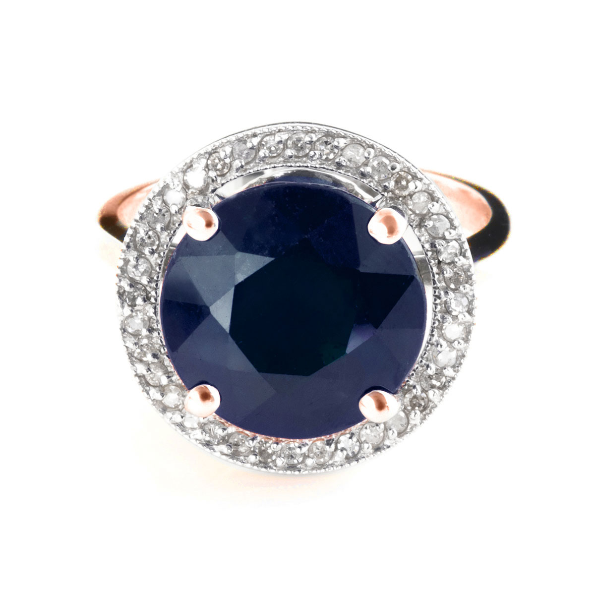 Sapphire & Diamond Halo Ring in 18ct Rose Gold